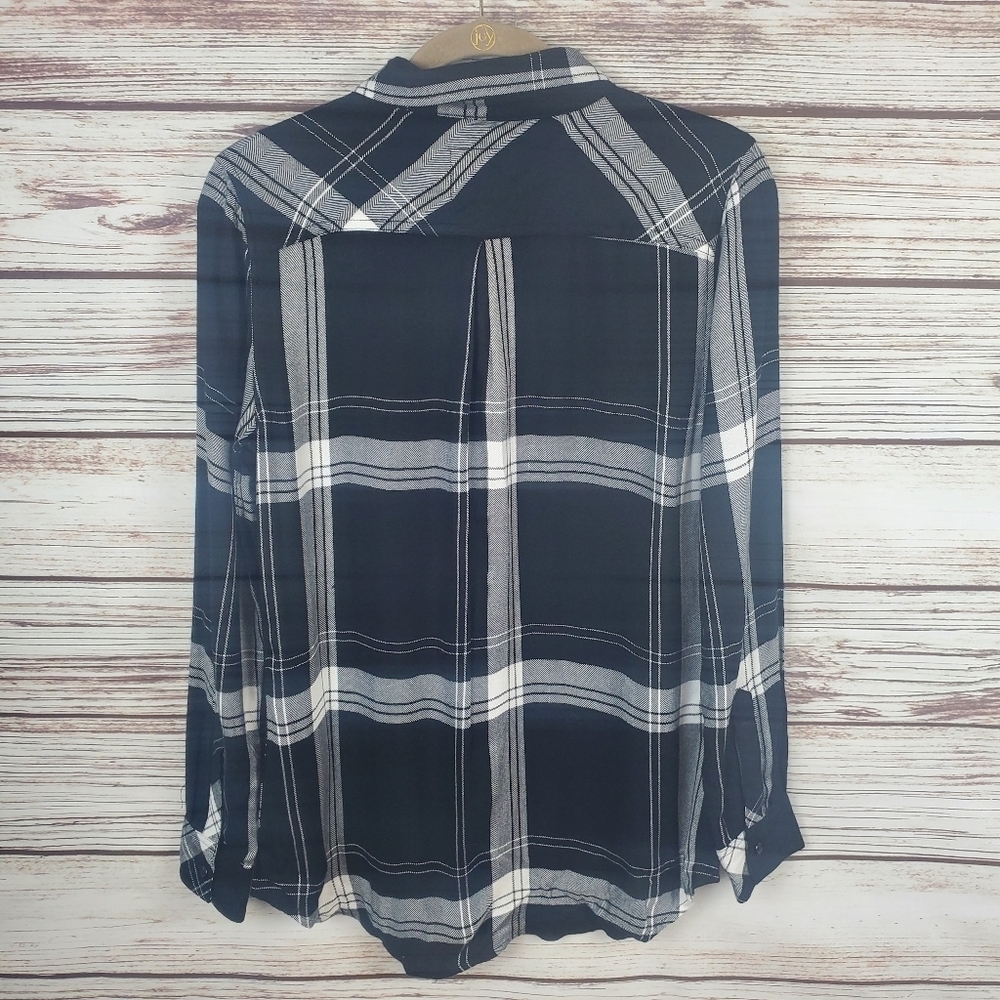 NWT Rails Womens Small Hunter Black & Bone Plaid Long Sleeve Button Down Shirt - Picture 4 of 8